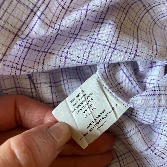 David Donahue Trim Fit Plaid Stripe Dress Shirt - Picture 6 of 8